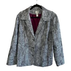 CHICO'S 3 | US XL Black‎ White Metallic Shimmer Stitched Hali Blazer (J-276)